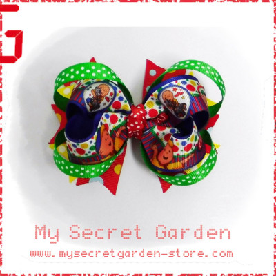 Caillou Grosgrain Ribbon Girls 4" Boutique Bow Hair Bows Style A or B ( Hair Clip or Hair Band ) 